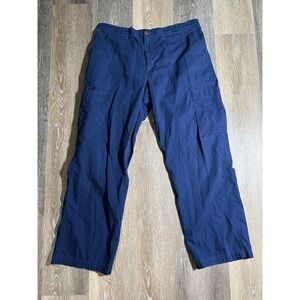 Carhartt Scrub Set Mens Large Navy Blue Good Cargo Pants V-Neck Top Workwear